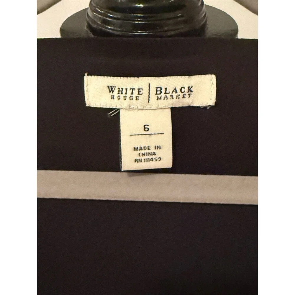 White House Black Market Dress Womens Size 6 Black Wrap Sheath Buckle - Picture 3 of 6